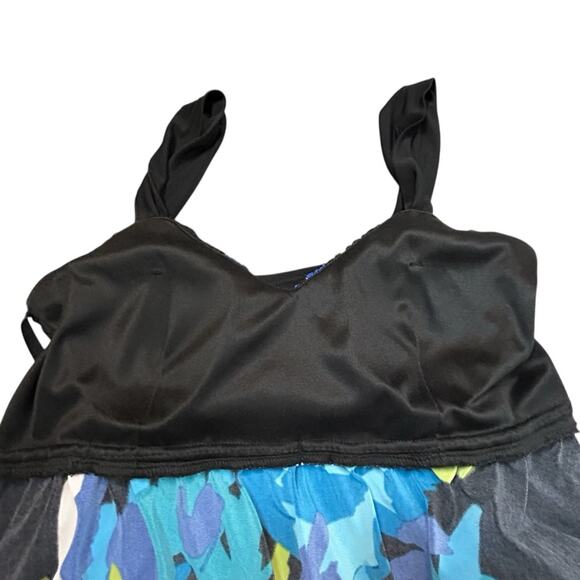 BCX Dress Womens Size XS Black Teal Stretchy Attached Bra Floral Colorful - Picture 4 of 8